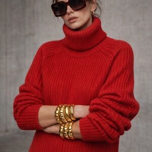 Zara Bold Red Turtleneck Sweater